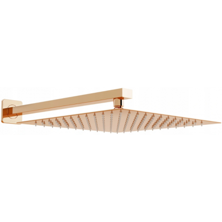 Mexen Slim κεφαλή ντους 25 x 25 cm με βραχίονα ντους, ροζ χρυσό - 79125112-60