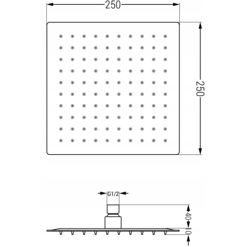 Mexen Slim regndusch 25 x 25 cm med duscharm, borstat gun gray - 79125112-66