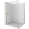 Mexen Kioto+ L Shower Wall with Walk-in Shelf 100 x 200 cm, Stripes, Brushed Gold - 800-100-123-55-09