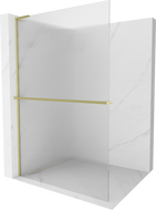 Mexen Kioto+ L Duschwand mit Ablage Walk-in 110 x 200 cm, klar, gebürstetes Gold - 800-110-123-55-09