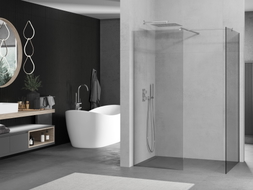 Mexen Kioto tuš pregrada Walk-in 90 x 80 cm, prozirna, kromirana - 800-090-202-01-00-080
