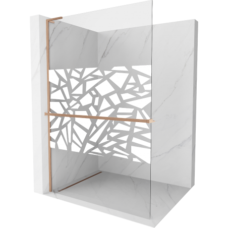 Mexen Kioto+ L paroi de douche avec étagère Walk-in 70 x 200 cm, motif blanc, cuivre brossé - 800-070-123-65-85