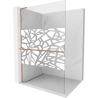 Mexen Kioto+ L Duschwand mit Regal Walk-in 70 x 200 cm, weißes Muster, gebürstetes Messing - 800-070-123-65-85