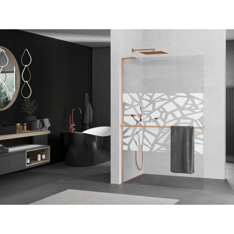 Mexen Kioto+ L dušisein riiuliga Walk-in 100 x 200 cm, valge muster, harjatud vask - 800-100-123-65-85