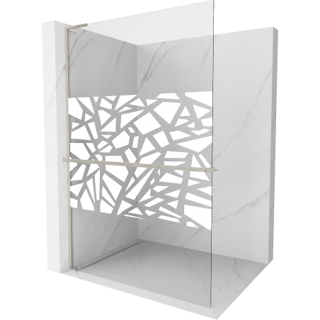 Mexen Kioto+ L Panneau de douche avec étagère Walk-in 70 x 200 cm, motif blanc, nickel brossé - 800-070-123-97-85