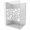 Mexen Kioto+ L douchewand met plank Walk-in 70 x 200 cm, wit patroon, geborsteld nikkel - 800-070-123-97-85