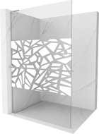 Mexen Kioto+ L Duschwand mit Regal Walk-in 100 x 200 cm, weißes Muster, gebürstetes Nickel - 800-100-123-97-85