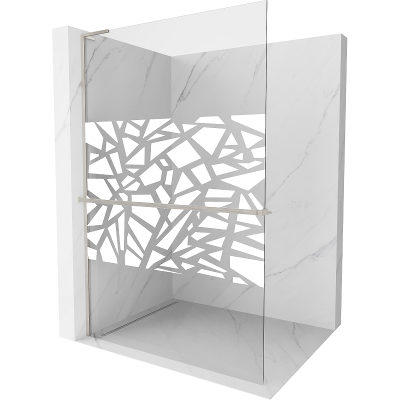 Mexen Kioto+ L Duschwand mit Regal Walk-in 120 x 200 cm, weißes Muster, gebürsteter Nickel - 800-120-123-97-85