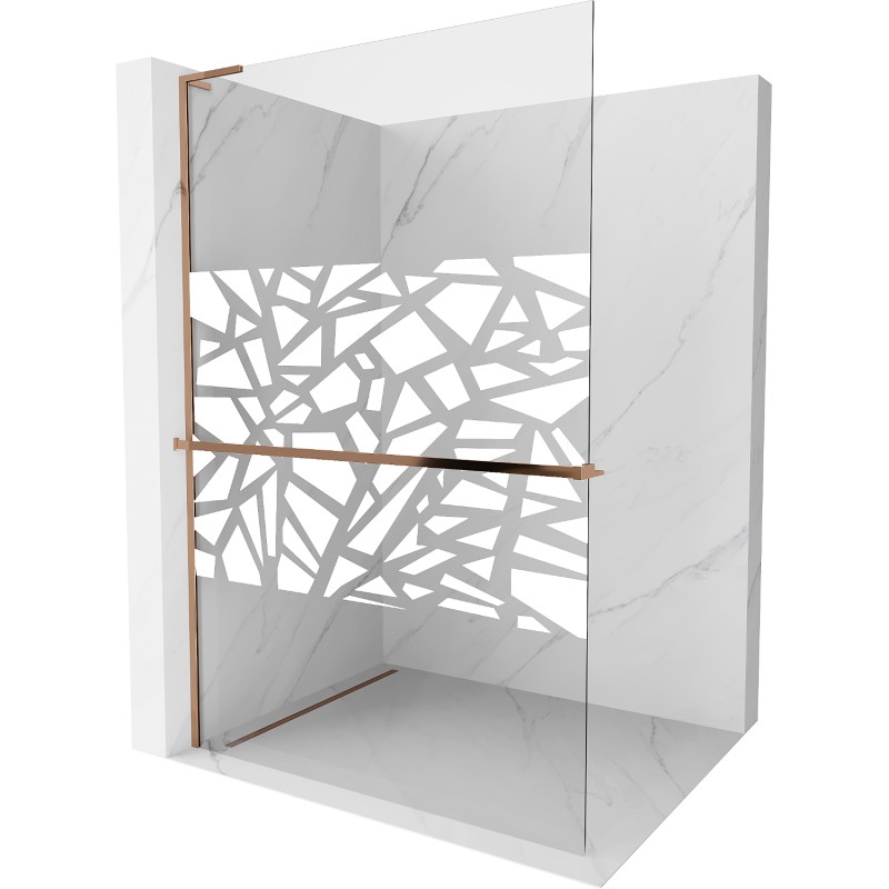 Mexen Kioto+ L dušisein riiuliga Walk-in 80 x 200 cm, valge muster, roosa kuld - 800-080-123-60-85