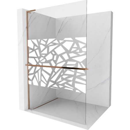 Mexen Kioto+ L shower panel with shelf Walk-in 80 x 200 cm, white pattern, rose gold - 800-080-123-60-85