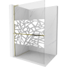 Mexen Kioto+ L shower wall with shelf Walk-in 80 x 200 cm, white pattern, gold - 800-080-123-50-85