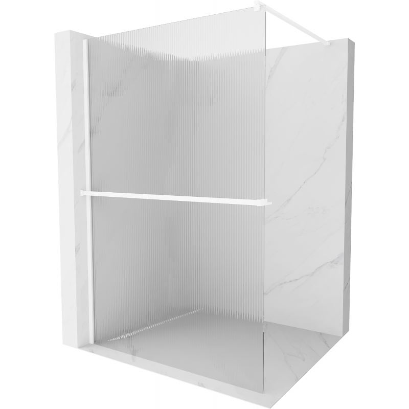 Mexen Kioto+ Walk-in Shower Wall with Shelf 90 x 200 cm, Stripes, White - 800-090-121-20-09