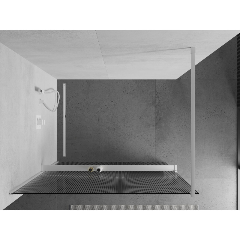 Mexen Kioto+ dušisein riiuliga Walk-in 100 x 200 cm, triibuline, valge - 800-100-121-20-09