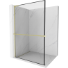 Mexen Kioto+ L Duschwand mit Regal Walk-in 70 x 200 cm, schwarzer Rahmen, gebürstet Gold - 800-070-123-55-70