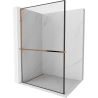 Mexen Kioto+ L Duschwand mit Regal Walk-in 70 x 200 cm, schwarzer Rahmen, Roségold - 800-070-123-60-70