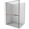 Mexen Kioto+ L paroi de douche avec étagère Walk-in 80 x 200 cm, motif noir, or rose - 800-080-123-60-70