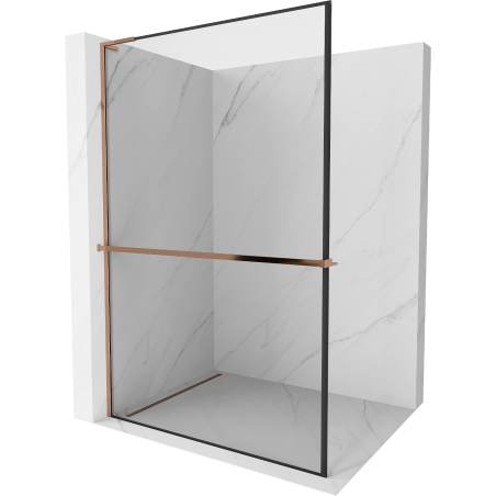 Mexen Kioto+ L paroi de douche avec étagère Walk-in 120 x 200 cm, cadre noir, or rose - 800-120-123-60-70