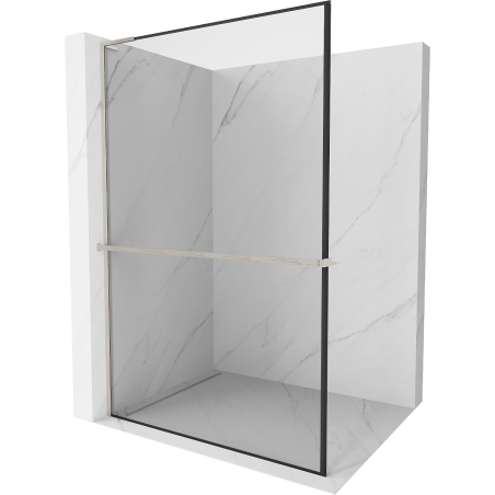 Mexen Kioto+ L paroi de douche avec étagère Walk-in 80 x 200 cm, motif noir, nickel brossé - 800-080-123-97-70