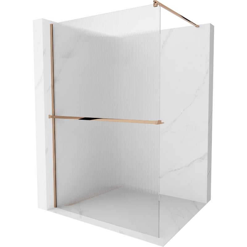 Mexen Kioto+ dušisein riiuliga Walk-in 90 x 200 cm, triibuline, roosa kuld - 800-090-121-60-09