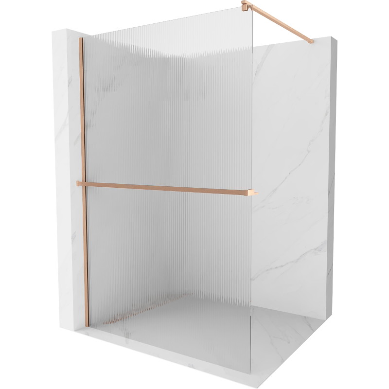 Mexen Kioto+ dušisein riiuliga Walk-in 80 x 200 cm, triibuline, harjatud vask - 800-080-121-65-09