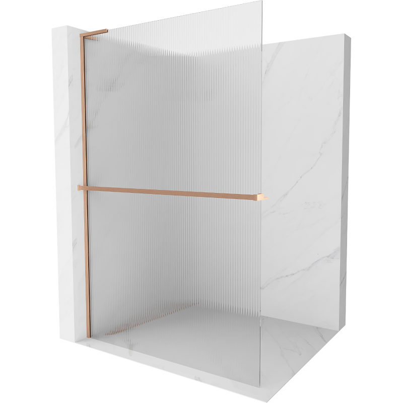 Mexen Kioto+ L Duschwand mit Regal Walk-in 70 x 200 cm, Streifen, gebürstetes Kupfer - 800-070-123-65-09