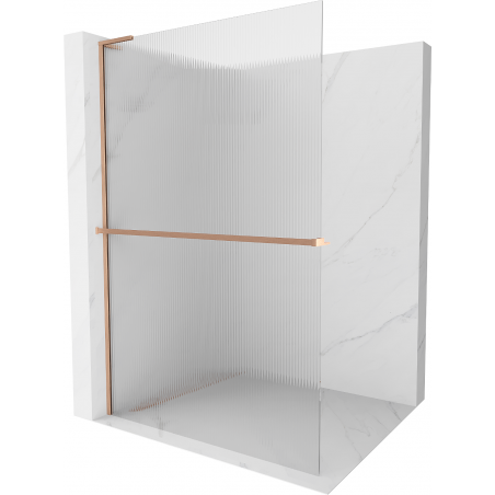 Mexen Kioto+ L Duschwand mit Regal Walk-in 70 x 200 cm, Streifen, gebürstetes Kupfer - 800-070-123-65-09