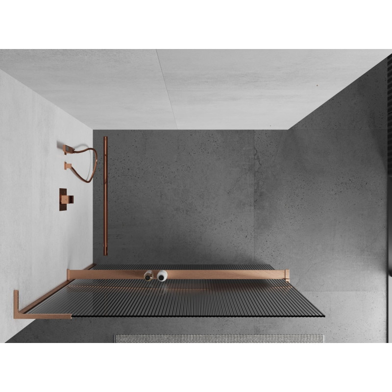Mexen Kioto+ L dušisein riiuliga Walk-in 70 x 200 cm, triibuline, harjatud vask - 800-070-123-65-09