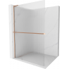 Mexen Kioto+ L ścianka prysznicowa z półką Walk-in 100 x 200 cm, prążki, miedź szczotkowana - 800-100-123-65-09