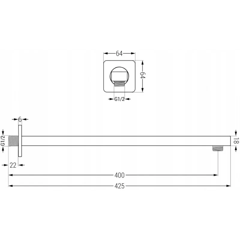 Mexen Slim pomme de douche 25 cm avec bras de douche, chrome - 79225211-00