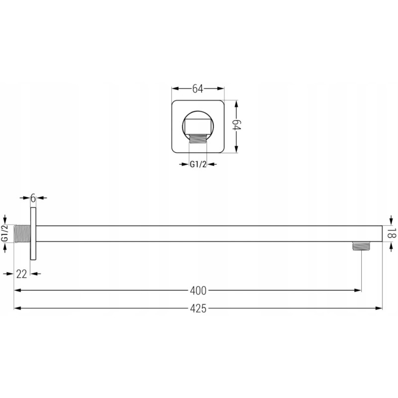 Mexen Slim takdusch 25 cm med duscharm, borstad gun gray - 79225211-66