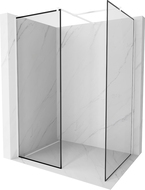 Mexen Kioto duša sienas Walk-in 140 x 120 cm, melns rāmis, balts - 800-140-202-20-70-120
