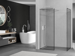 Mexen Kioto duša sienas Walk-in 140 x 120 cm, melns rāmis, balts - 800-140-202-20-70-120