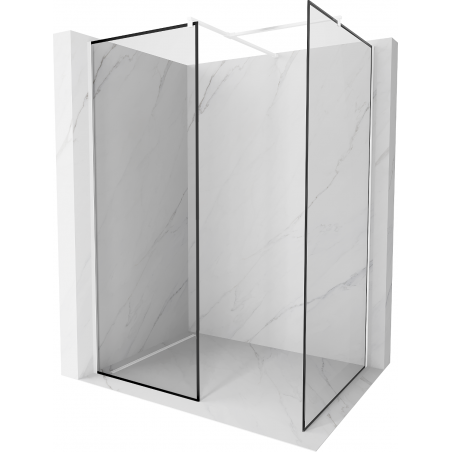 Mexen Kioto Duschwand Walk-in 90 x 80 cm, schwarzer Rahmen, weiß - 800-090-202-20-70-080