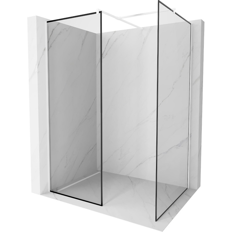 Mexen Kioto zid tuš kabine Walk-in 140 x 90 cm, crni okvir, bijela - 800-140-202-20-70-090