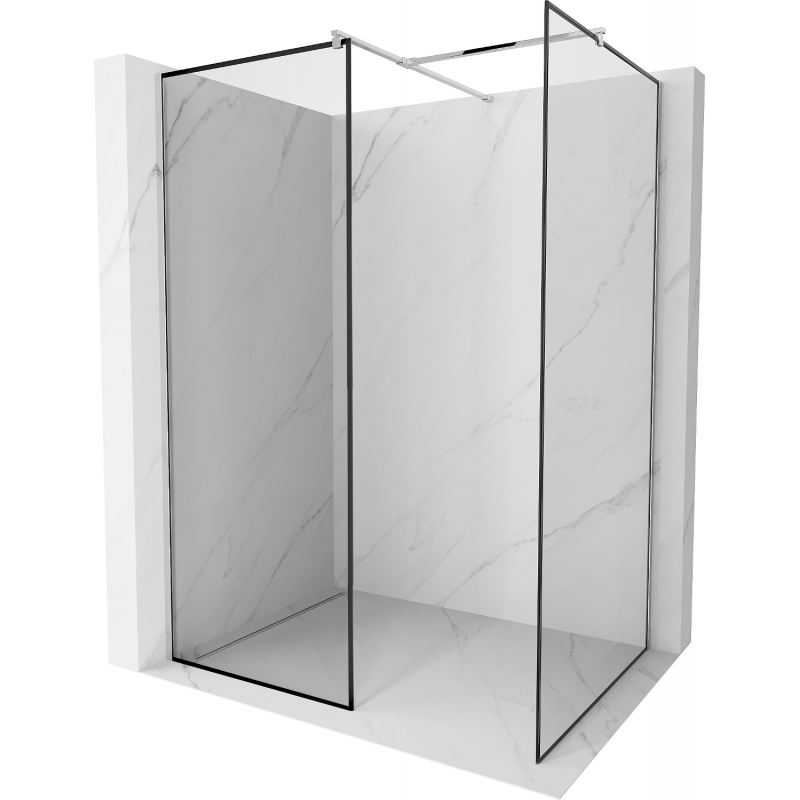 Mexen Kioto Duschwand Walk-in 100 x 100 cm, schwarzer Rahmen, Chrom - 800-100-202-01-70-100