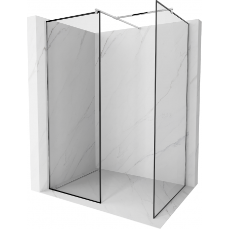 Mexen Kioto Duschwand Walk-in 100 x 100 cm, schwarzer Rahmen, Chrom - 800-100-202-01-70-100