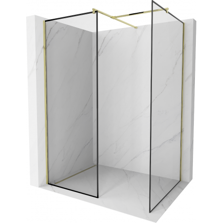 Mexen Kioto paroi de douche Walk-in 140 x 70 cm, motif noir, doré - 800-140-202-50-70-070