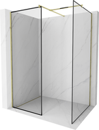 Mexen Kioto dušas siena Walk-in 80 x 80 cm, melns rāmis, zelta - 800-080-202-50-70-080