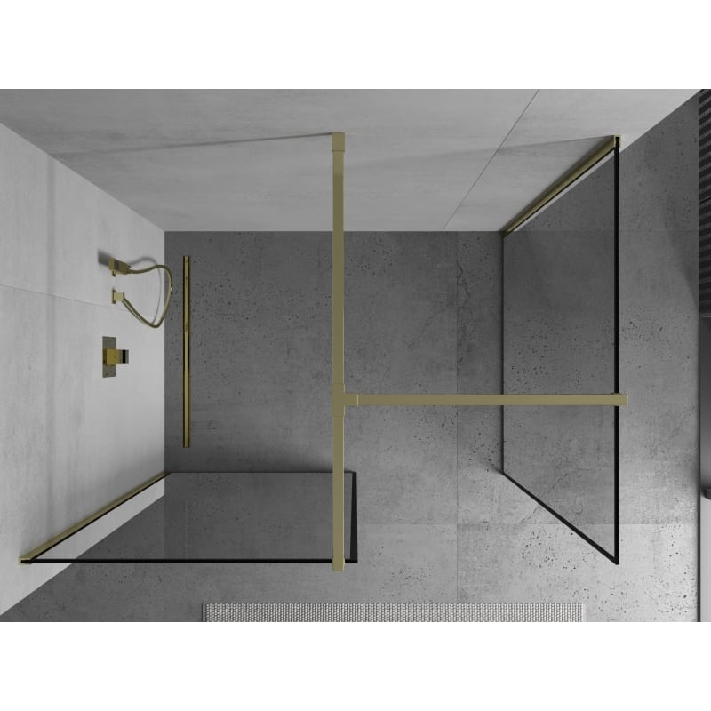 Mexen Kioto dušisein Walk-in 100 x 80 cm, must raam, kuldne - 800-100-202-50-70-080