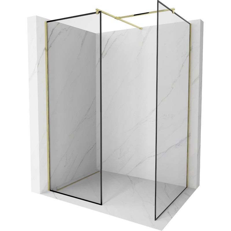 Mexen Kioto dušisein Walk-in 140 x 100 cm, must raam, kuldne - 800-140-202-50-70-100