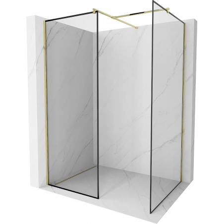 Mexen Kioto dušisein Walk-in 140 x 100 cm, must raam, kuldne - 800-140-202-50-70-100