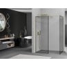 Mexen Kioto Duschwand Walk-in 160 x 120 cm, schwarzer Rahmen, gebürstetes Gold - 800-160-202-55-70-120