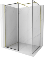 Mexen Kioto dušas siena Walk-in 110 x 70 cm, melns rāmis, matēts zelts - 800-110-202-55-70-070