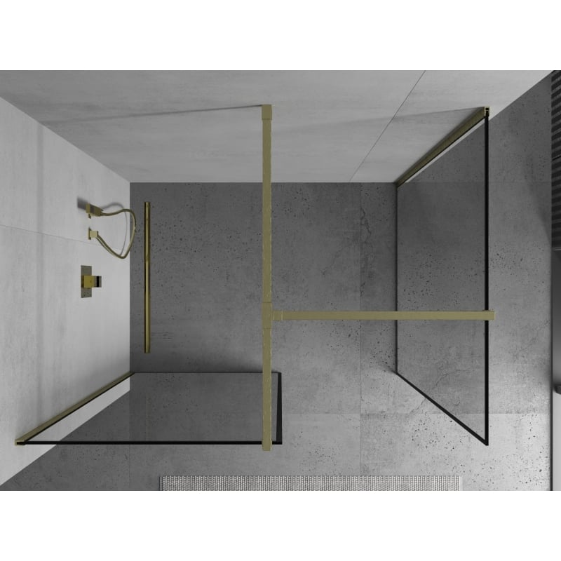 Mexen Kioto dušisein Walk-in 160 x 70 cm, must raam, kuldne harjatud - 800-160-202-55-70-070