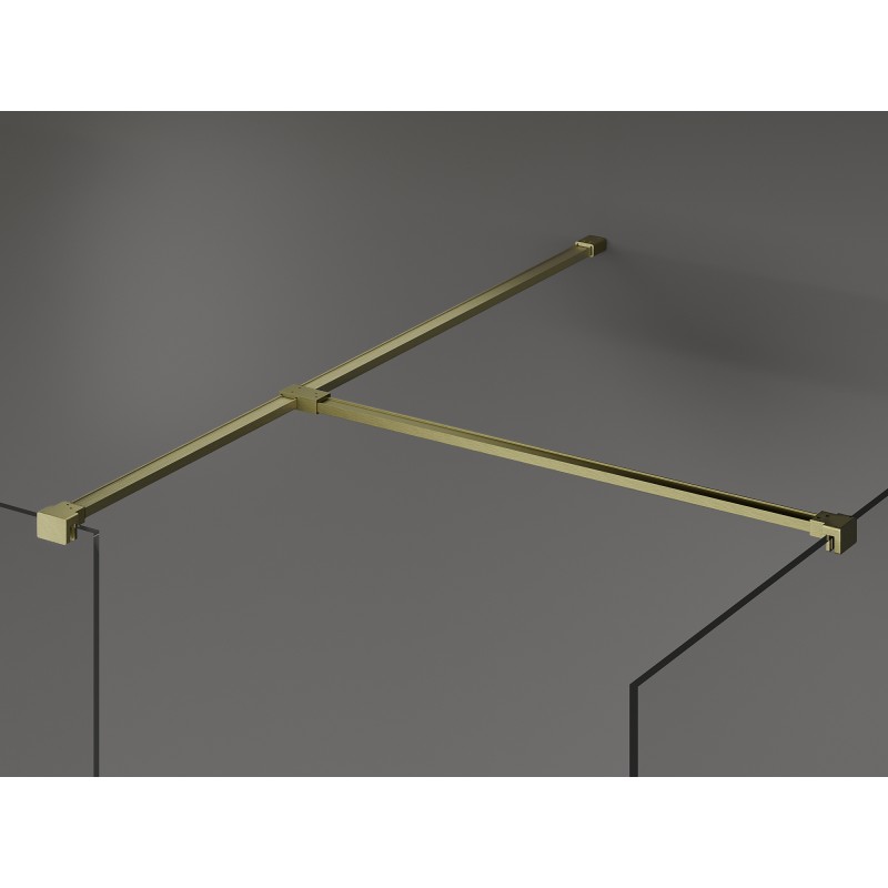 Mexen Kioto parede de duche Walk-in 130 x 80 cm, estrutura preta, dourada escovada - 800-130-202-55-70-080