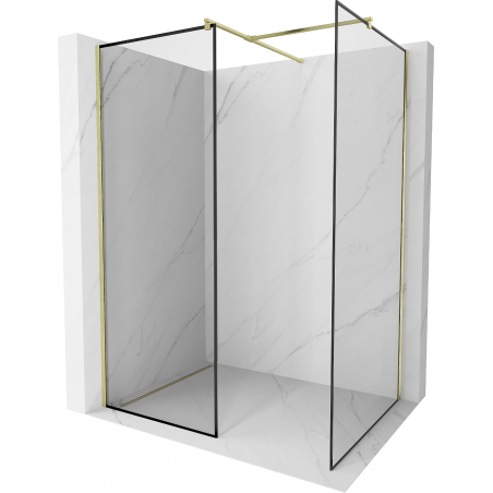 Mexen Kioto tuš zid Walk-in 90 x 90 cm, crni okvir, zlatna četkana - 800-090-202-55-70-090