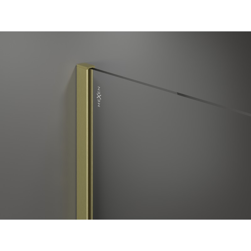 Mexen Kioto Stenska prha Walk-in 130 x 90 cm, črn okvir, zlato ščetkano - 800-130-202-55-70-090