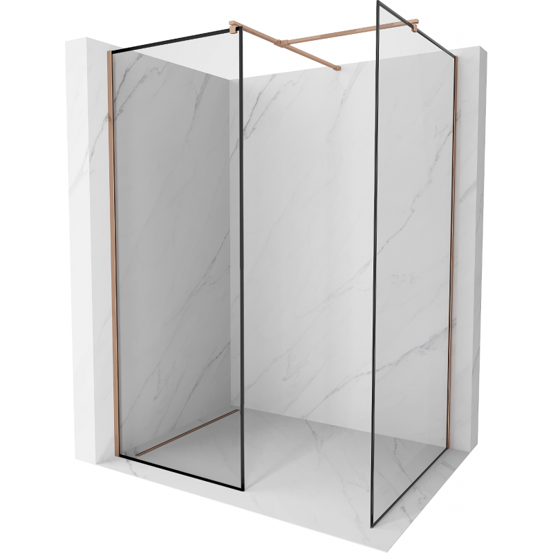 Mexen Kioto douchewand Walk-in 80 x 70 cm, zwart frame, roze goud - 800-080-202-60-70-070