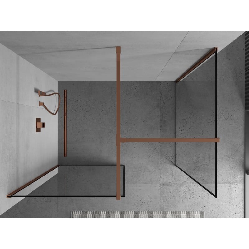 Mexen Kioto mampara de ducha Walk-in 100 x 80 cm, marco negro, oro rosa - 800-100-202-60-70-080