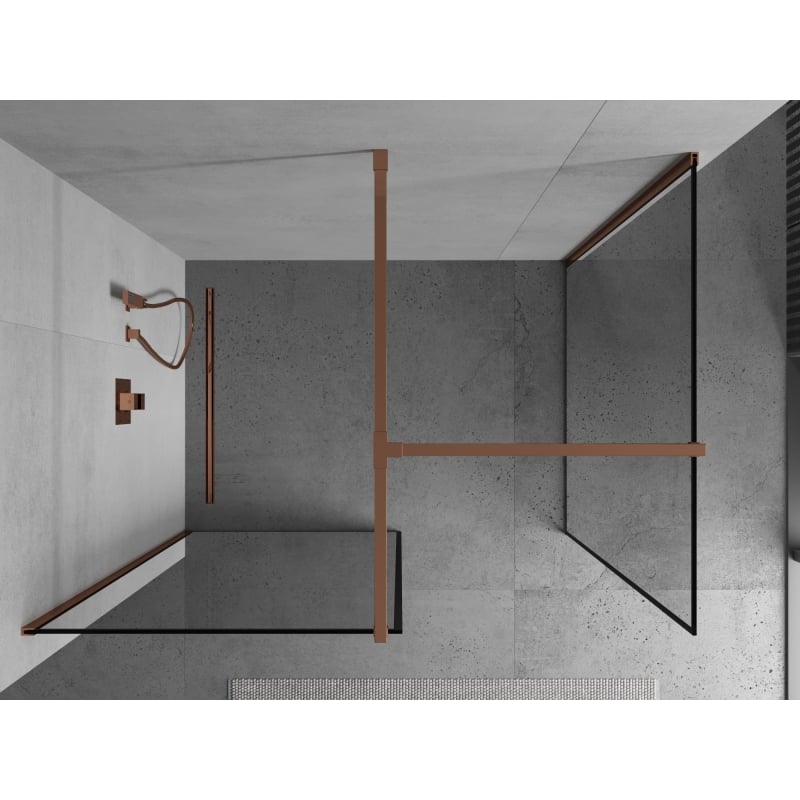 Mexen Kioto dušisein Walk-in 160 x 80 cm, must raam, roosa kuld - 800-160-202-60-70-080